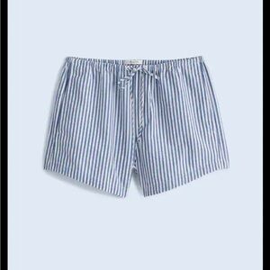 Madewell Blue and White Striped High Waist Shorts